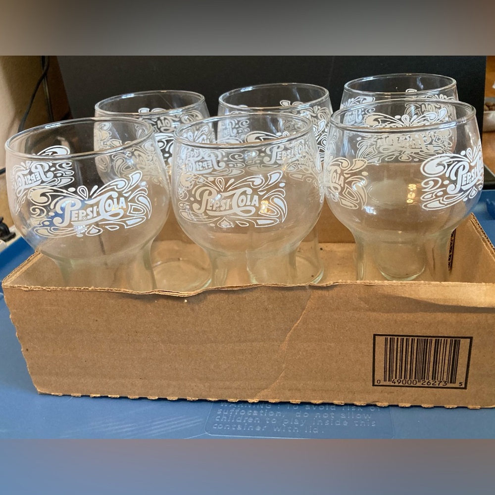 Vtg Set of 6 Pepsi Cola Glasses